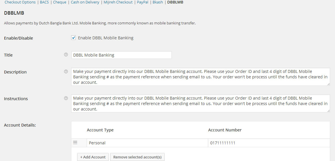 Payment gateway page.