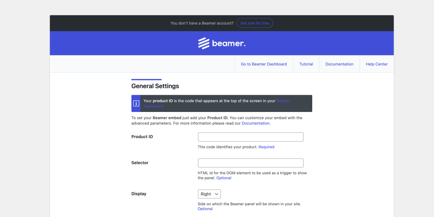 This is the Beamer plugin settings page.