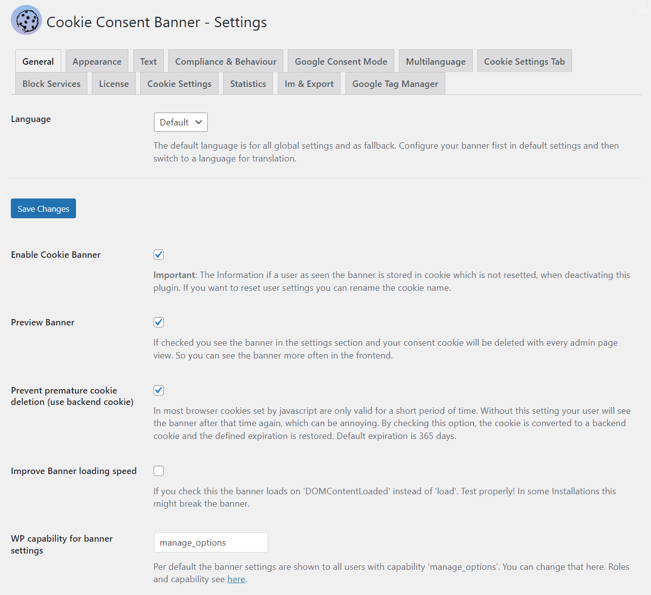 Mobile Example of the cookie banner.
