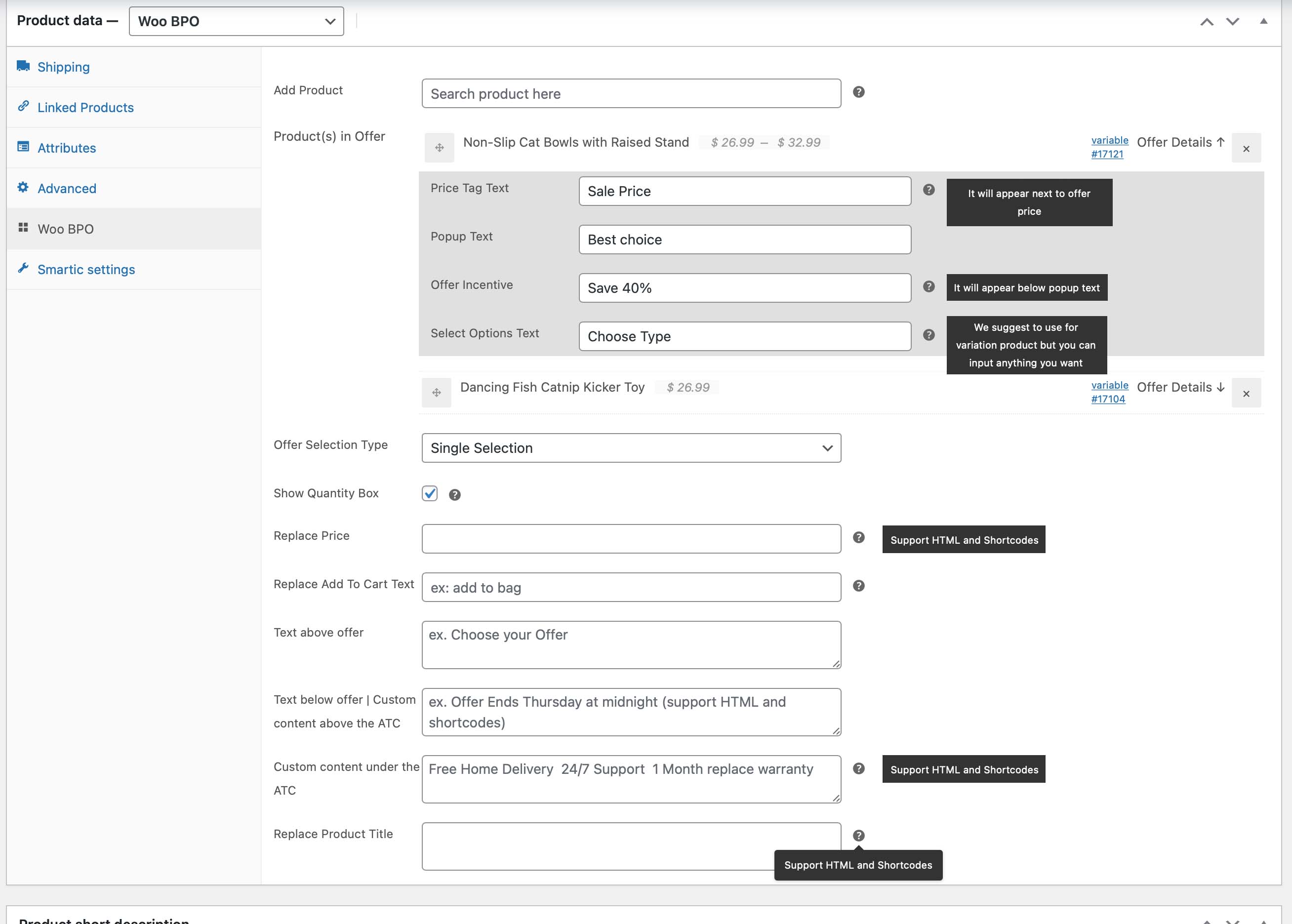 WWBPO Dashboard Settings