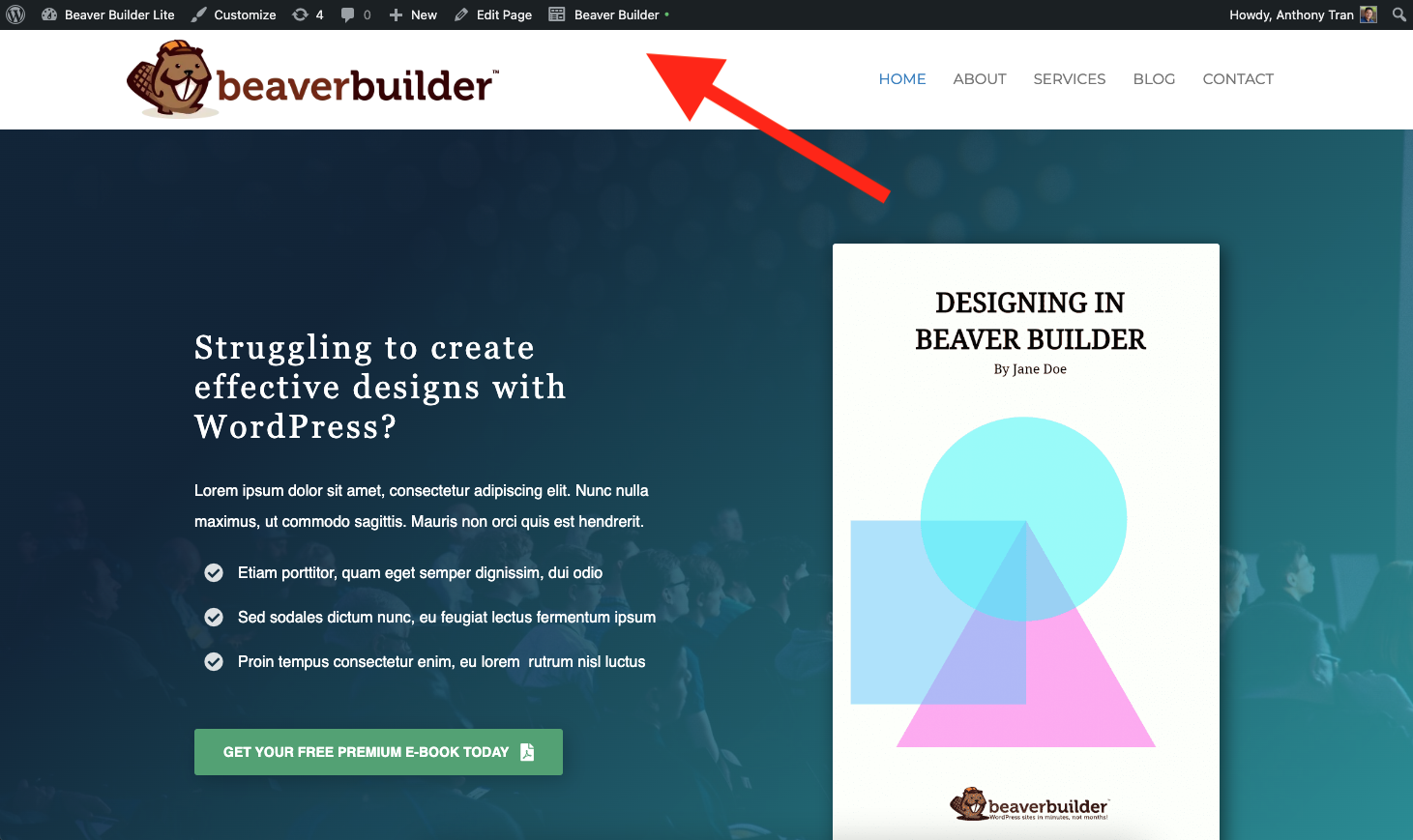 Starting Beaver Builder from the front end.
