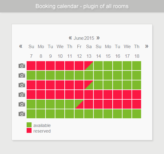 Booking calendar - plugin of all rooms