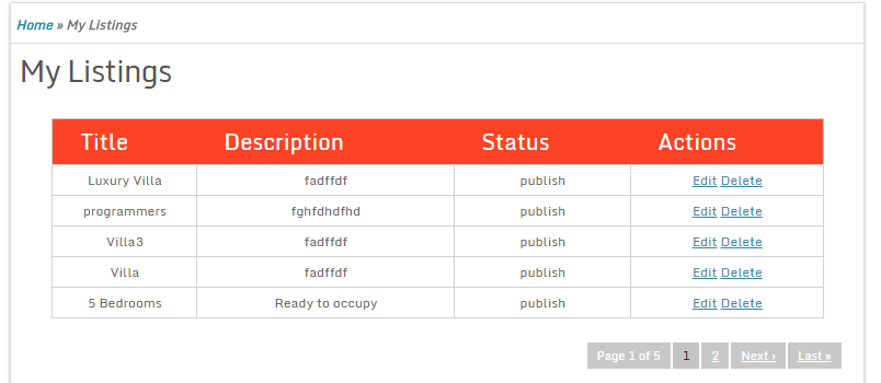User listings
