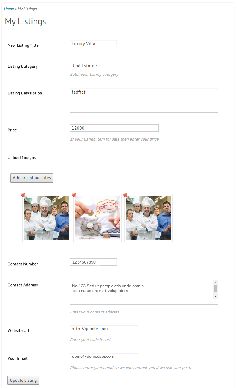 Edit Listing