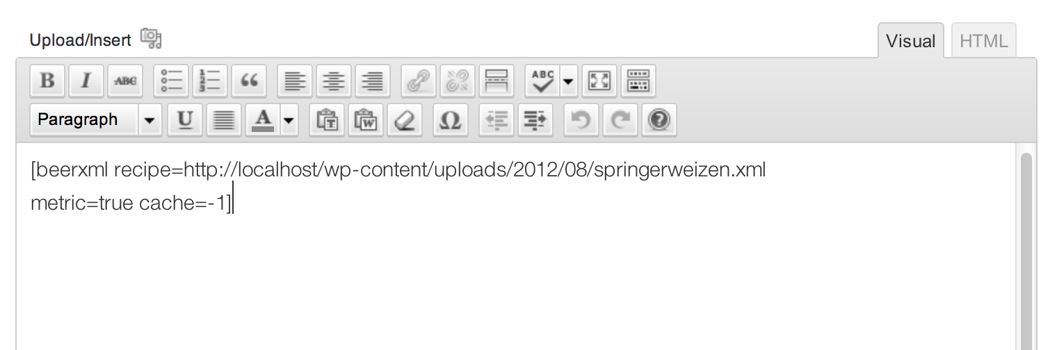 BeerXML recipe displayed in the twenty eleven theme.