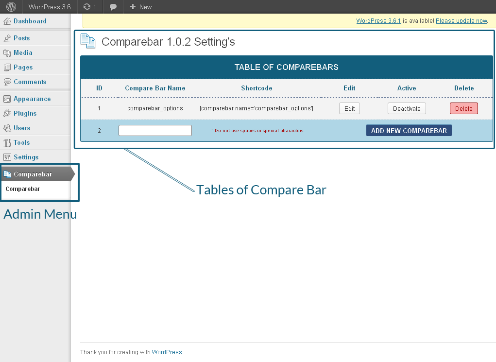 Compare bar table.