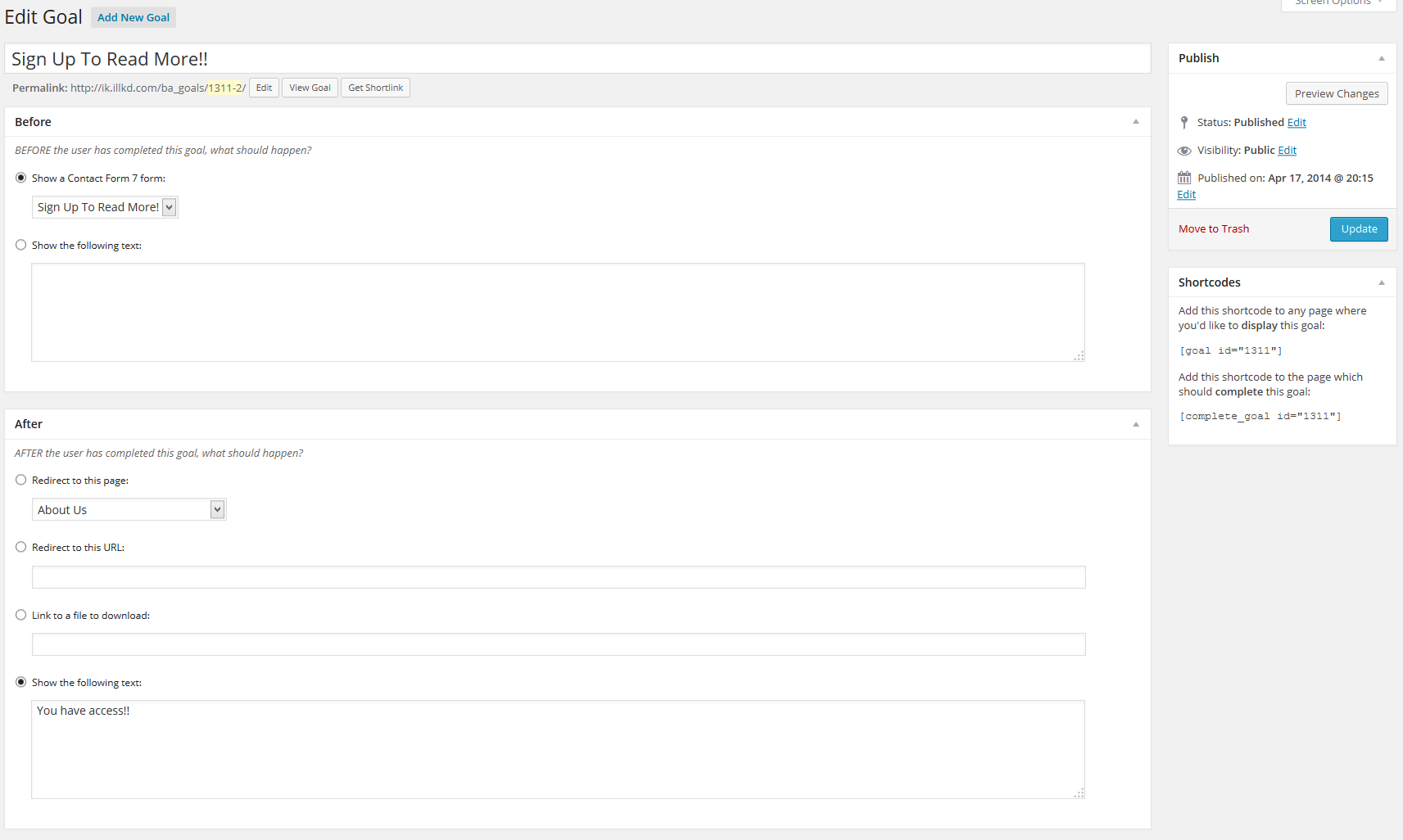 This is the Add New Goal page.