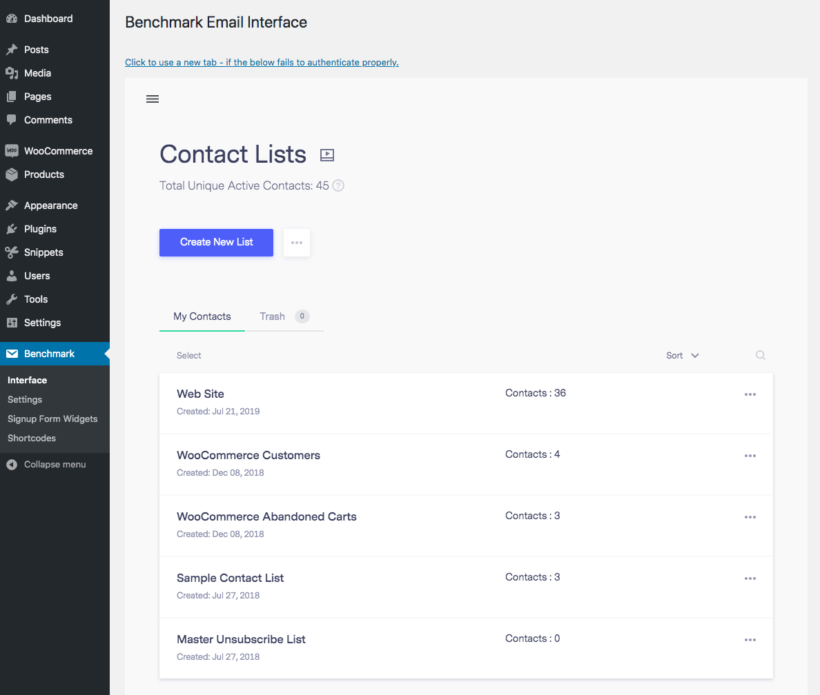 This is the version 3.x Benchmark admin interface.