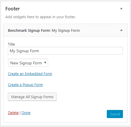 This is the sidebar widget admin panel.