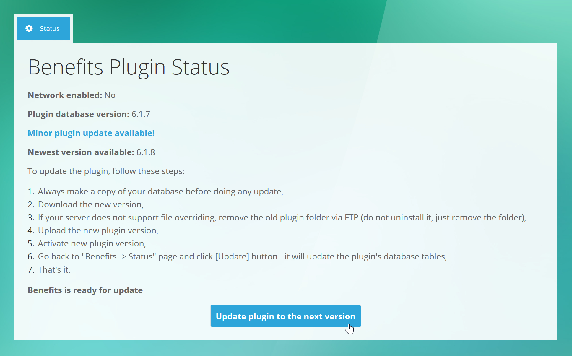 Benefits - Admin Plugin Updating
