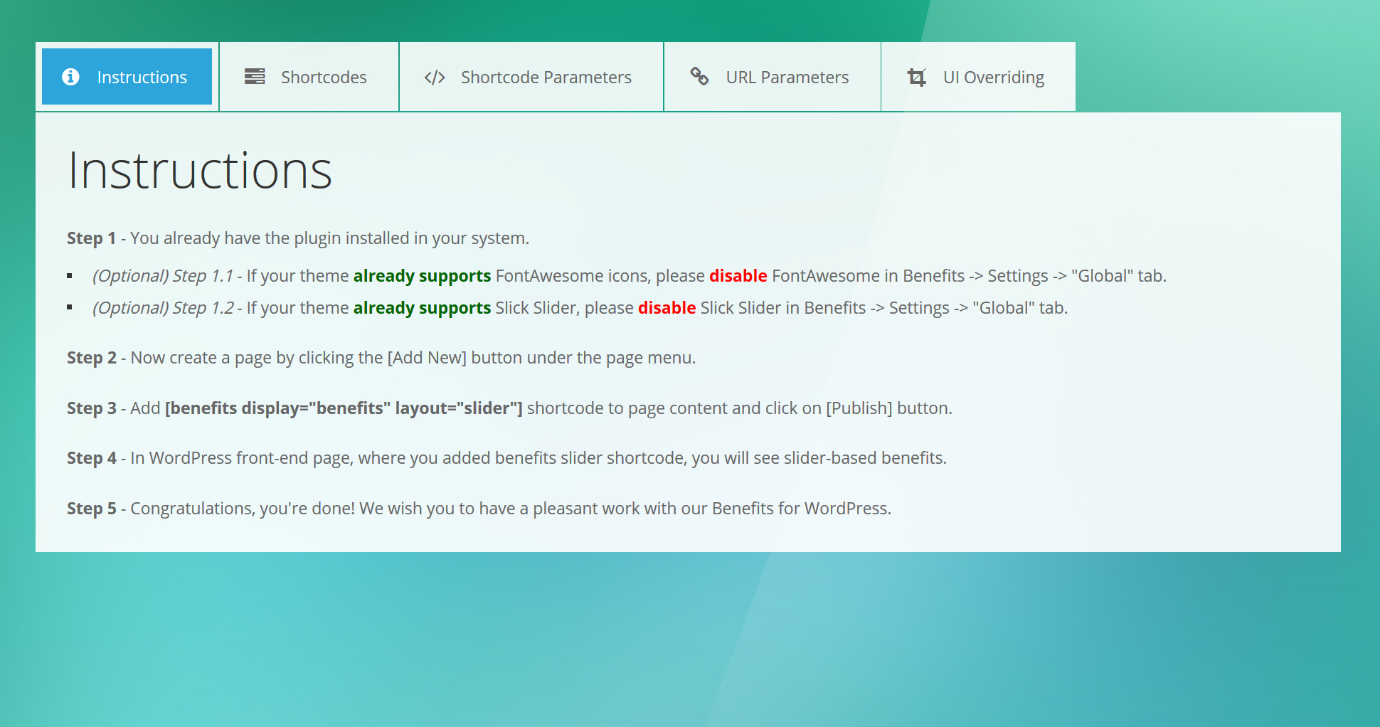 Benefits - Admin User Manual