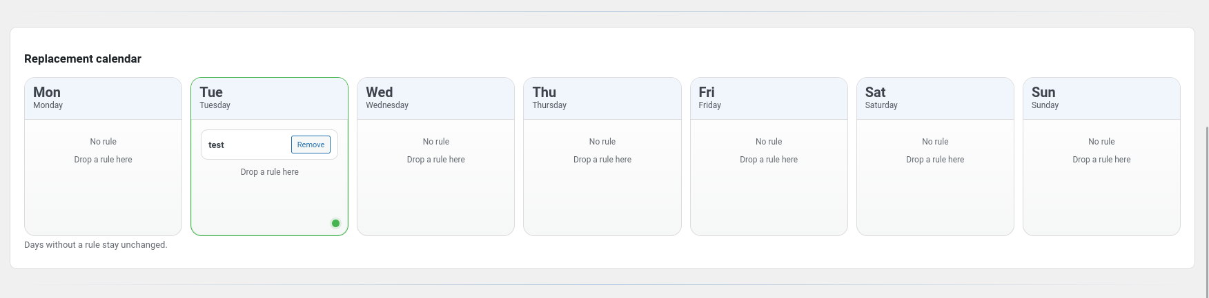 Weekday calendar with drag and drop.