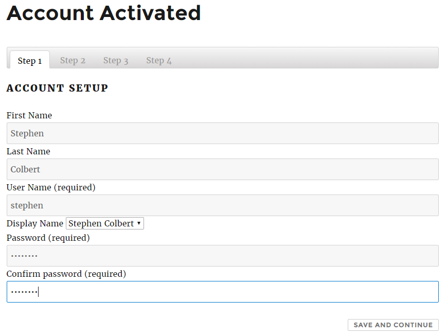On clicking the link, the member arrives at account activation page. Here, (s)he is asked to provide basic details such as name and password.