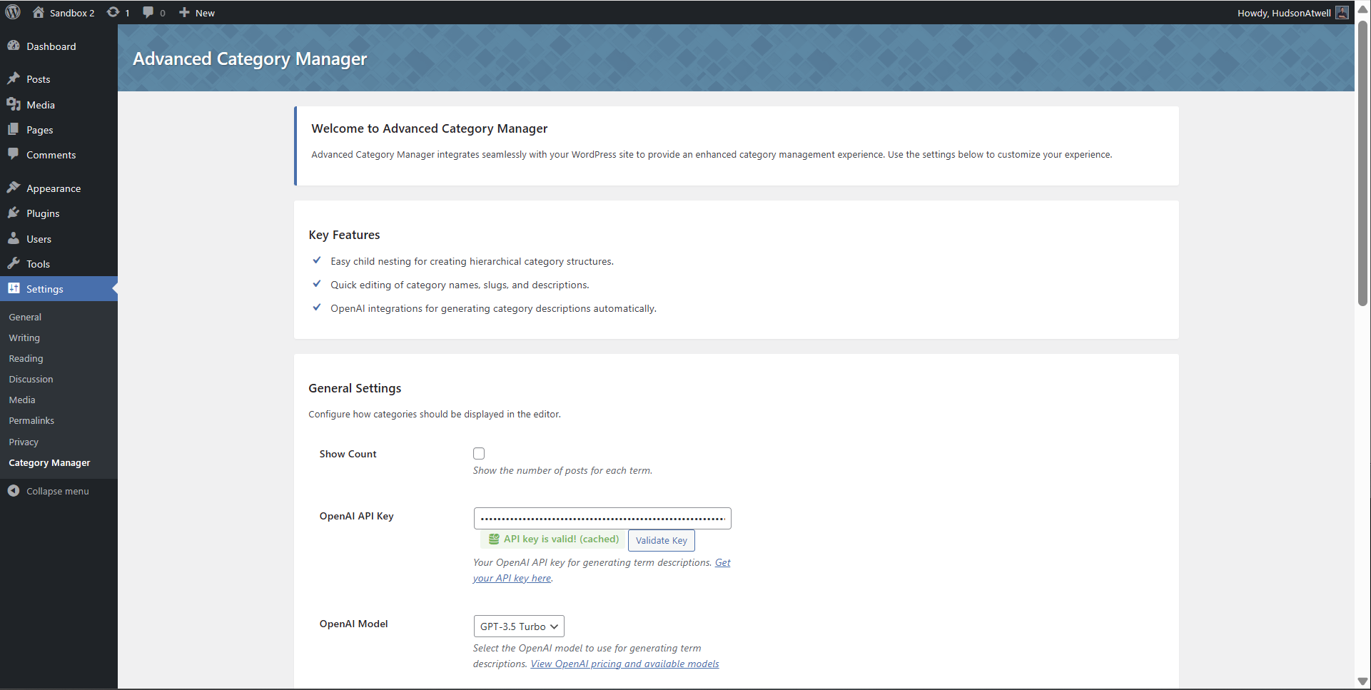 Settings Interface