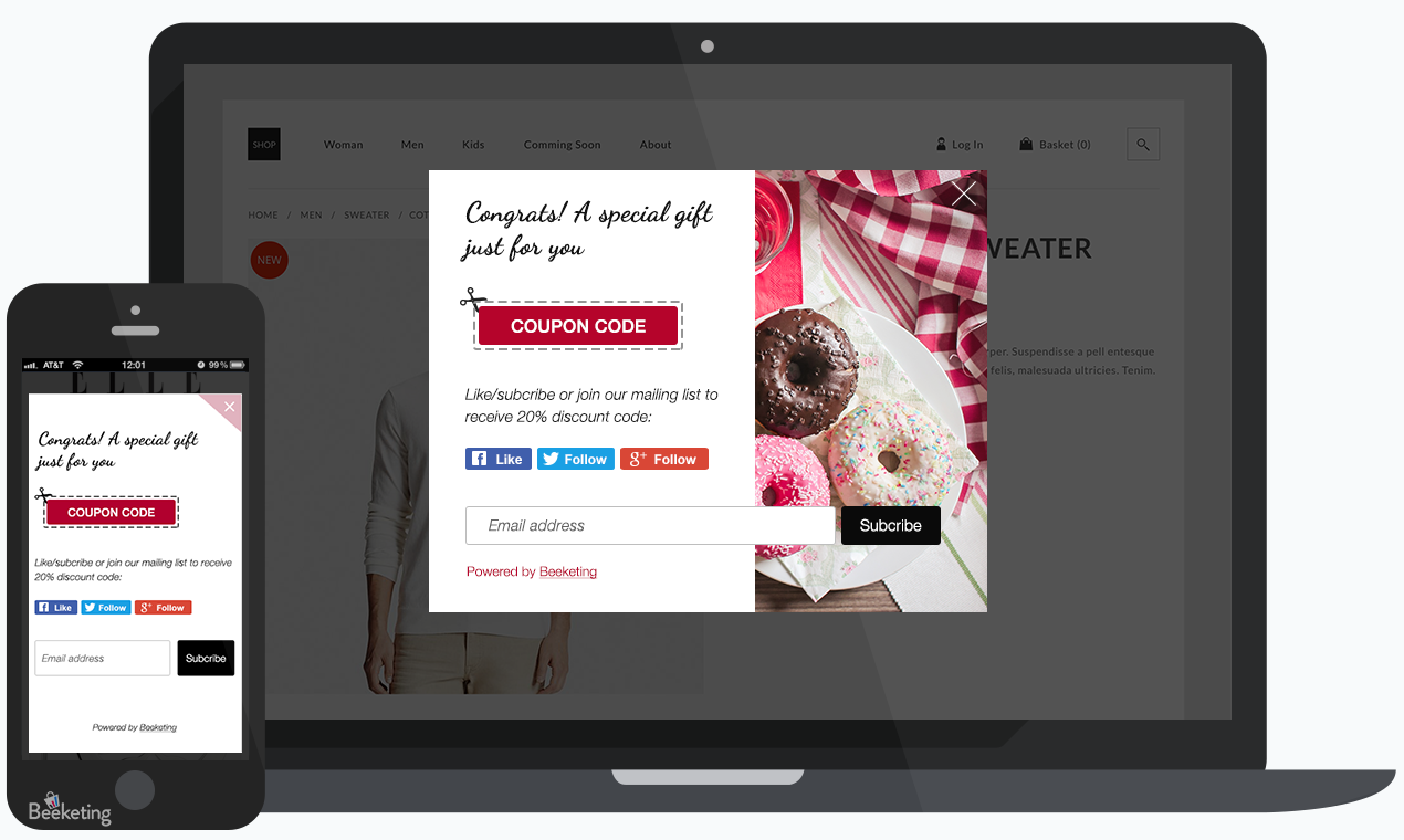 Designed theme on desktop and mobile