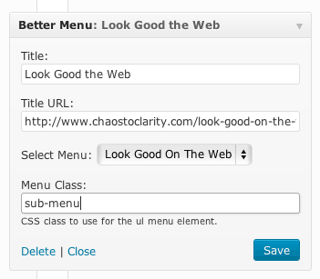 Example widget settings