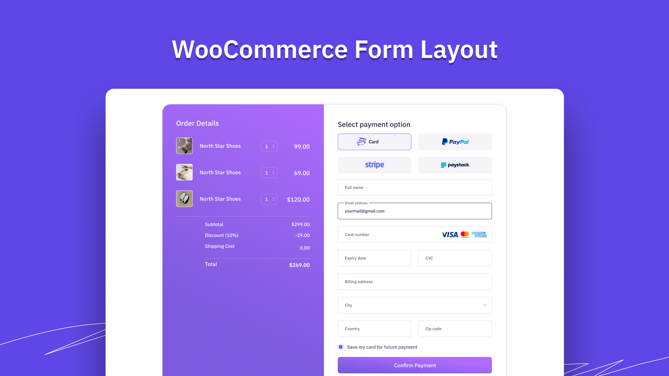 WooCommerce form layout