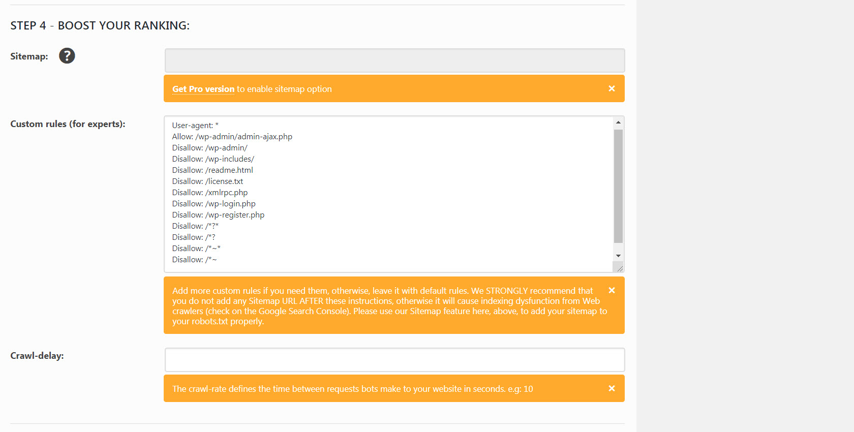 Robots.txt file output