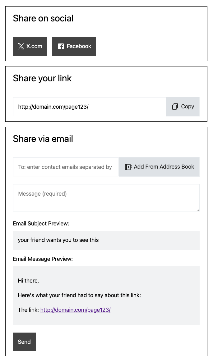 The compact view is the default way Better Sharing will add itself to your page.