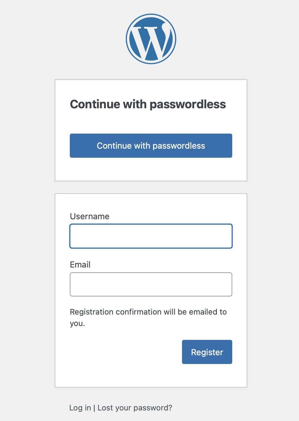 Passwordless registration to your WordPress website.
