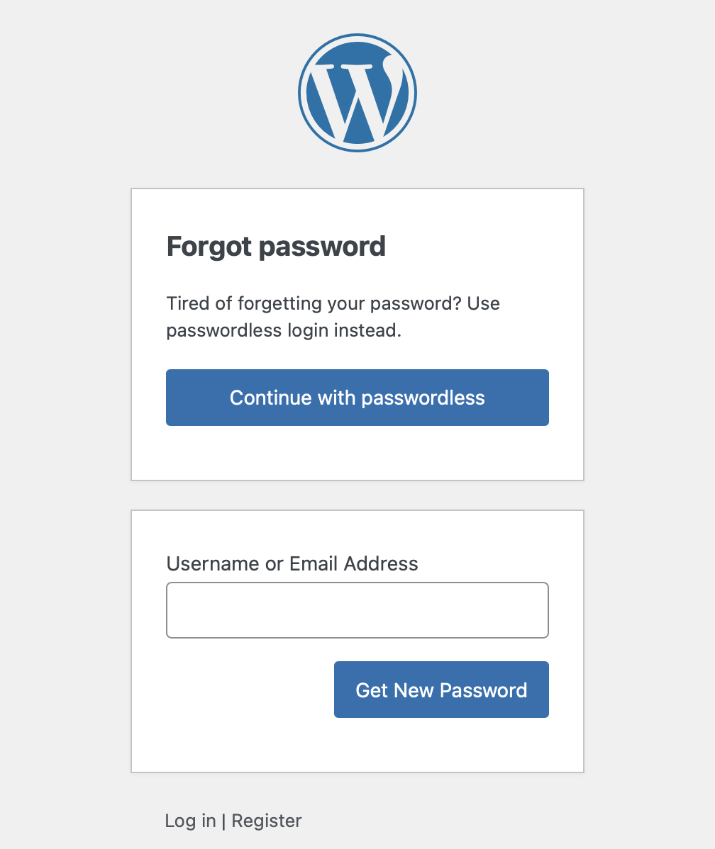 Passwordless recovery to your WordPress website.
