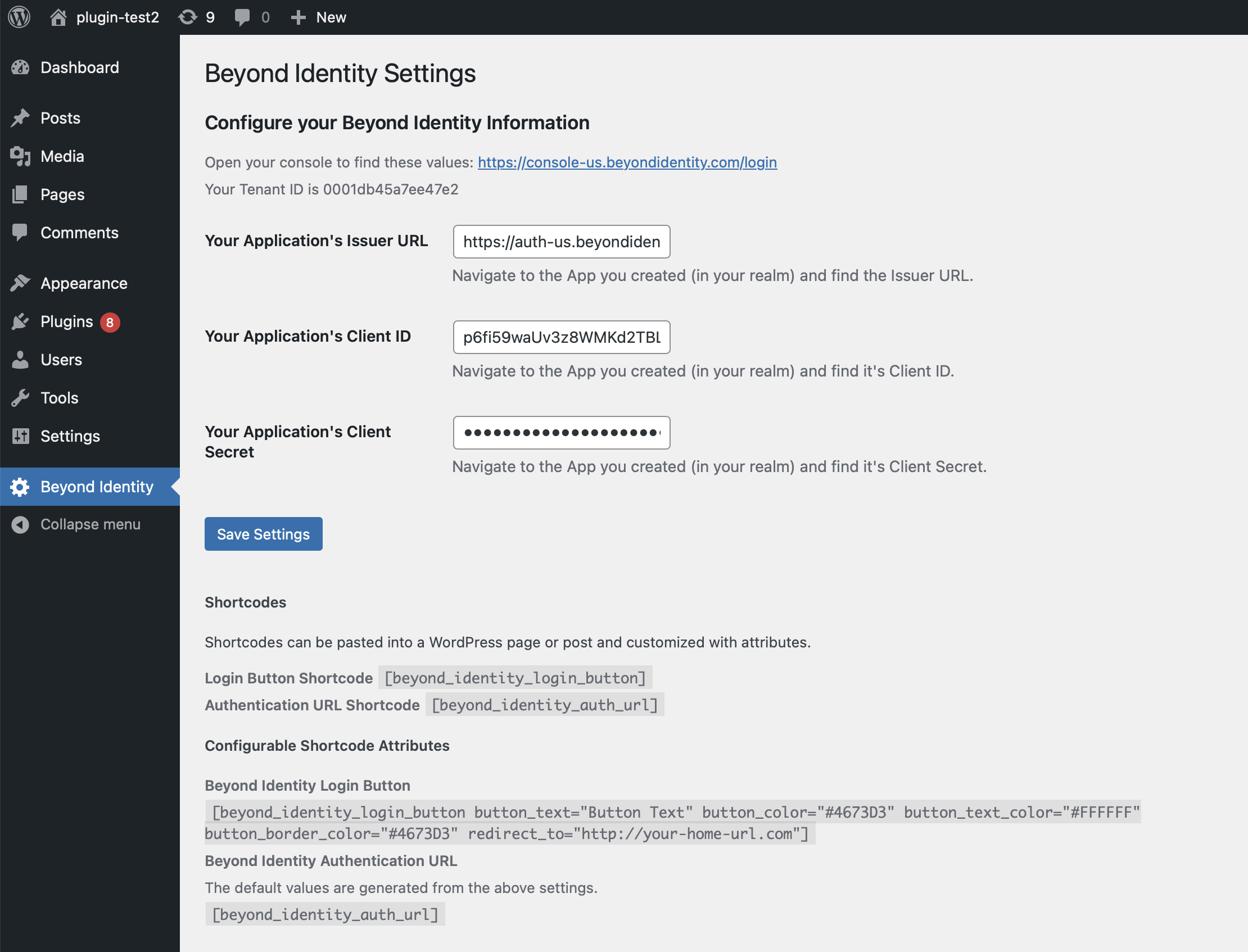 Plugin Settings.