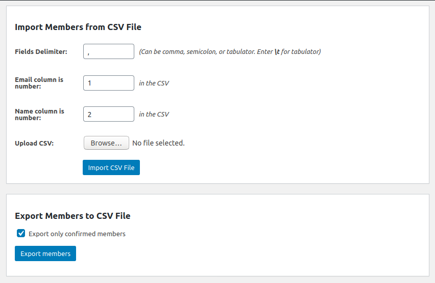 Import and export contacts to/from CSV file