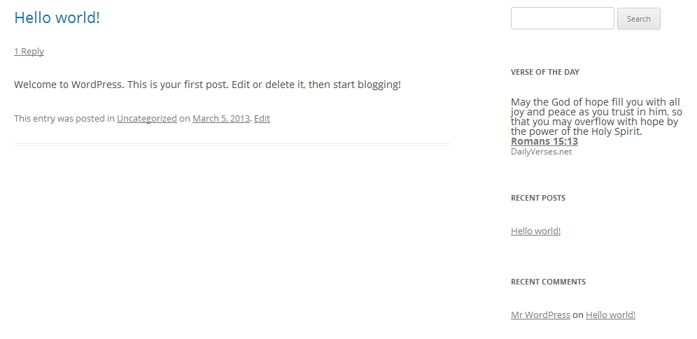 A wordpress site with the plugin in the sidebar.