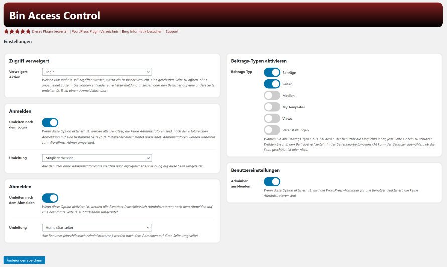 Settings page