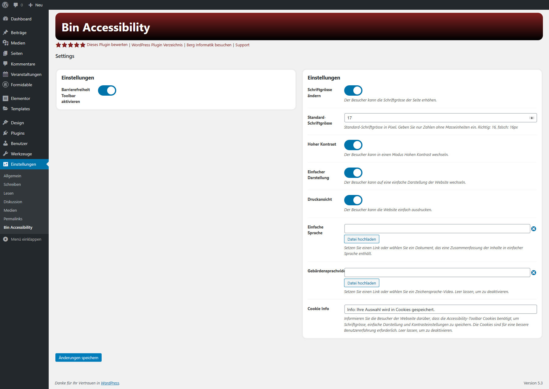 Settings Page