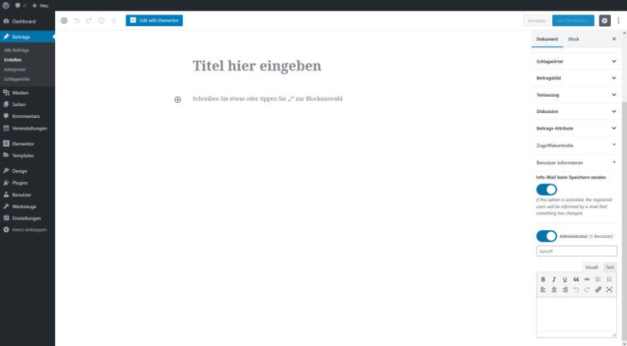 Post edit screen