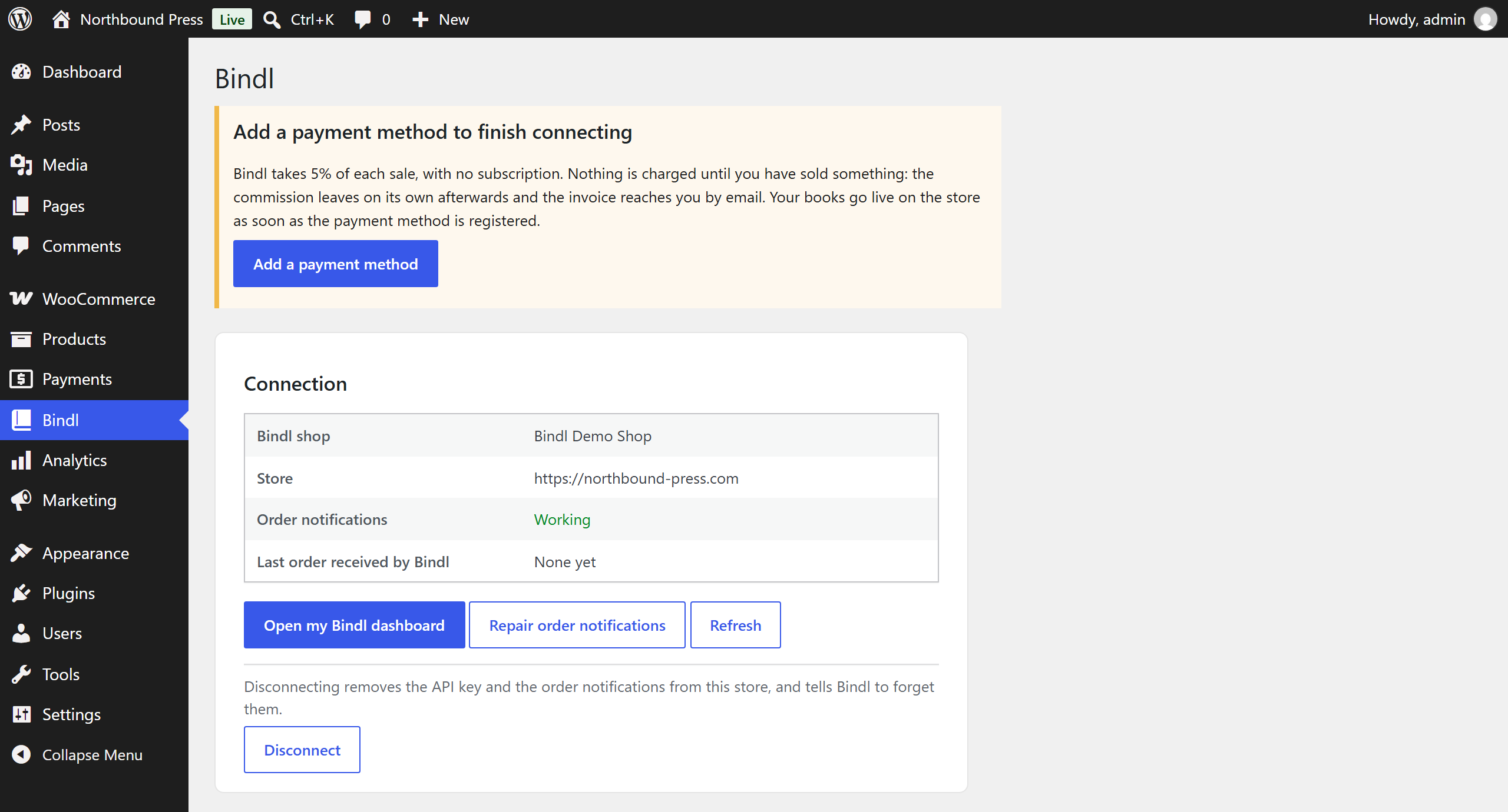 A connected store: the state of the order notifications, and what is left to do.