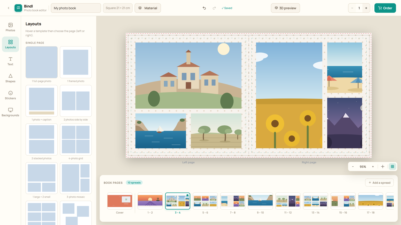 The editor your customers get, with the layouts and the colours you chose.