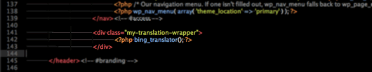 Adding the Bing Translator to a theme template using the `bing-translator' template tag