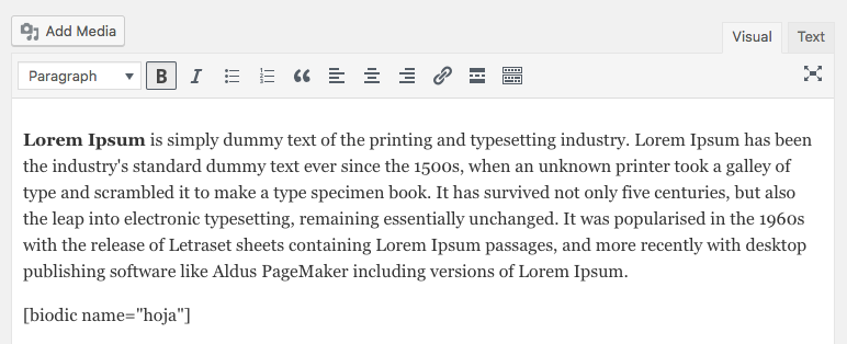 Código usado en el editor.