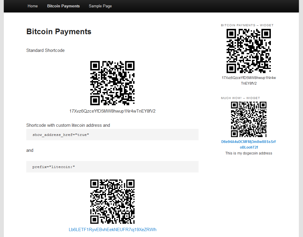 This is an example of what it could look like on your website using multiple codes on the same page with multiple cryptocurrencies