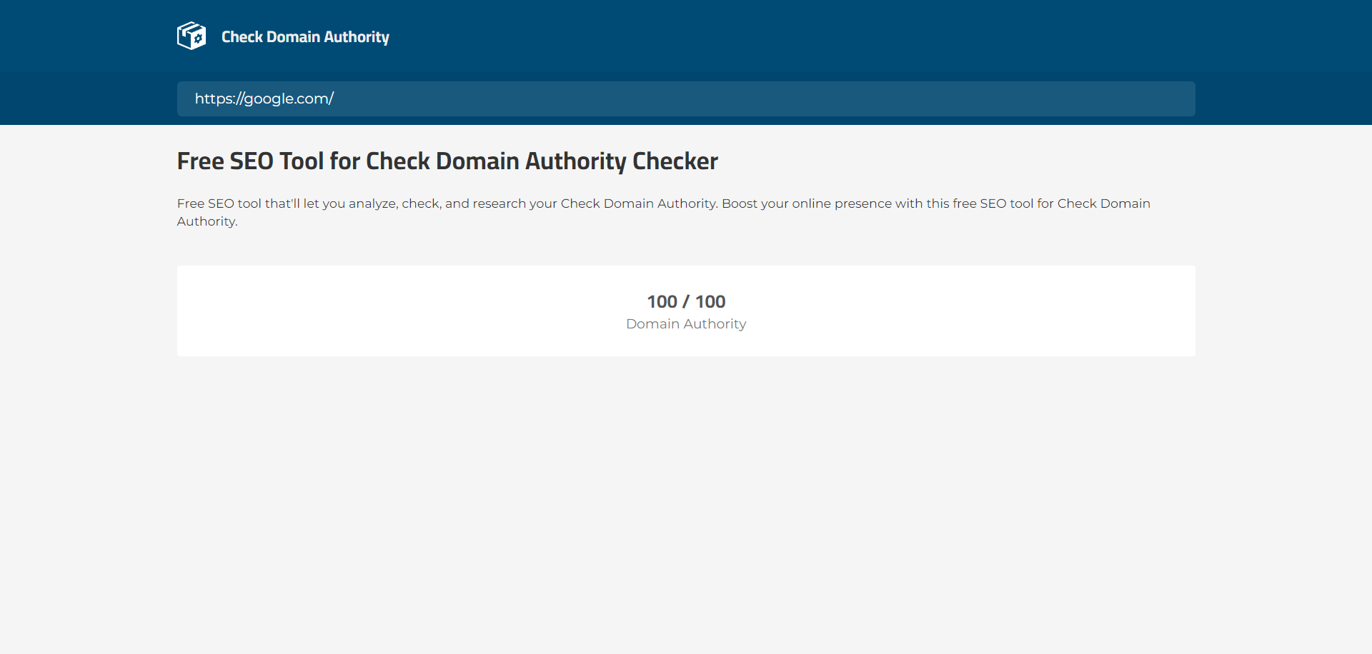 Screenshot of the Domain Authority Checker Tool.