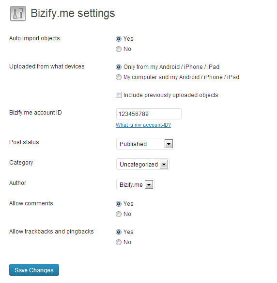 Automatically import products from your Bizify.me account to your WordPress blog.