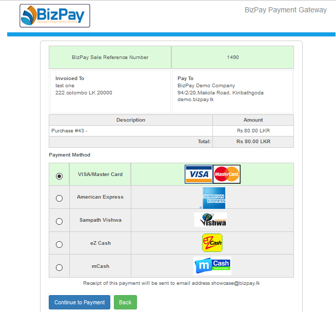 BizPay Payment Landing Page
