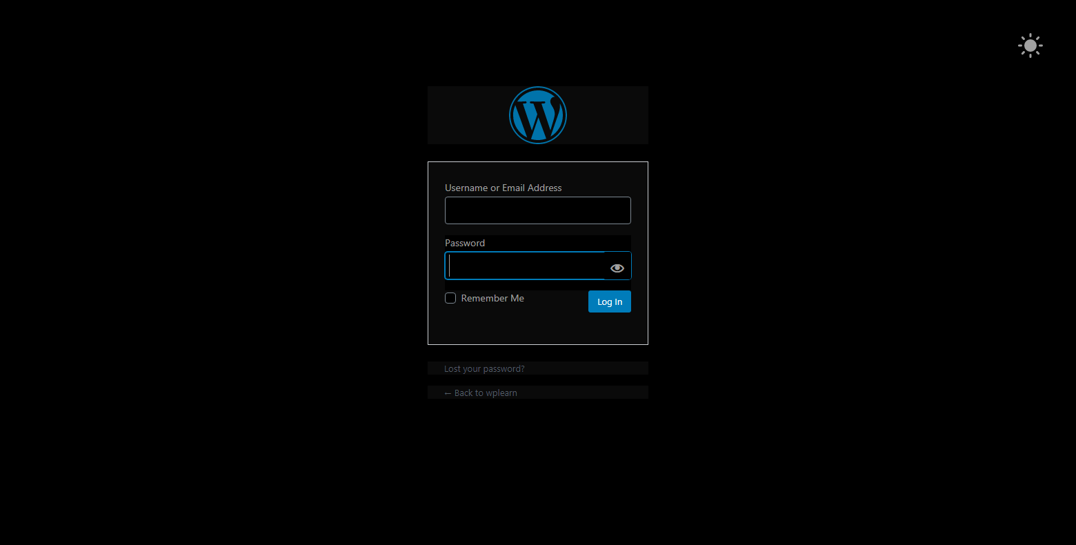 Works at the admin dashboardincluding the log in page