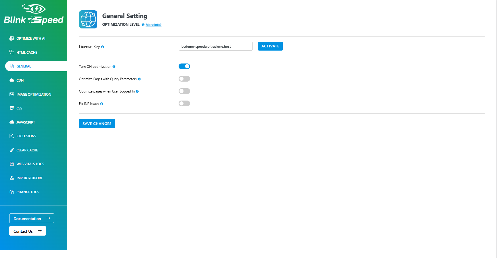 **JavaScript Optimization Settings** – Configure JavaScript performance options including minification, combination, and deferred or delayed loading of scripts, with granular controls to exclude specific files and prevent conflicts while reducing render‑blocking resources.