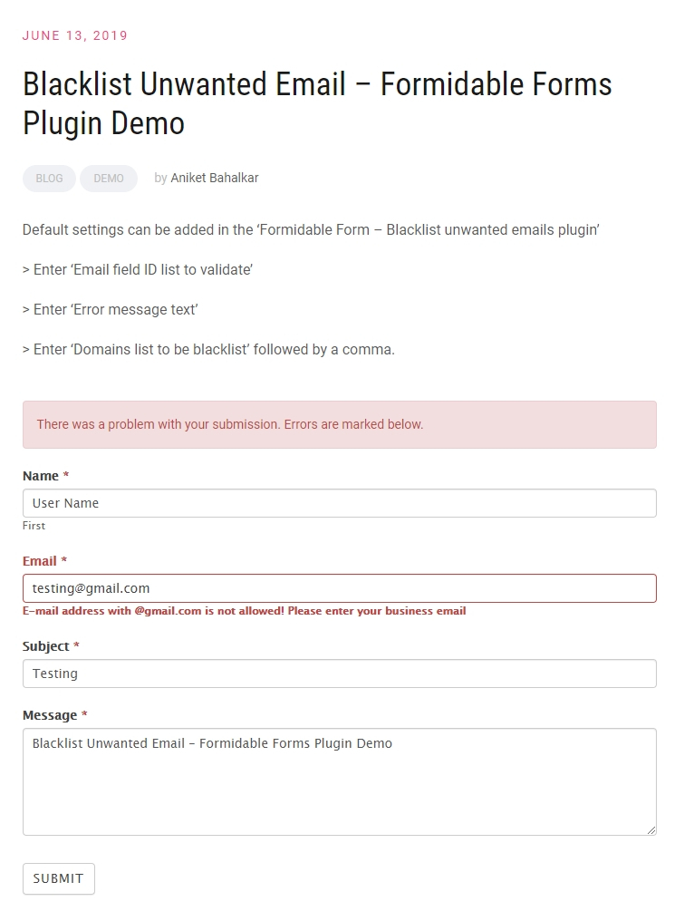 Testing of plugin