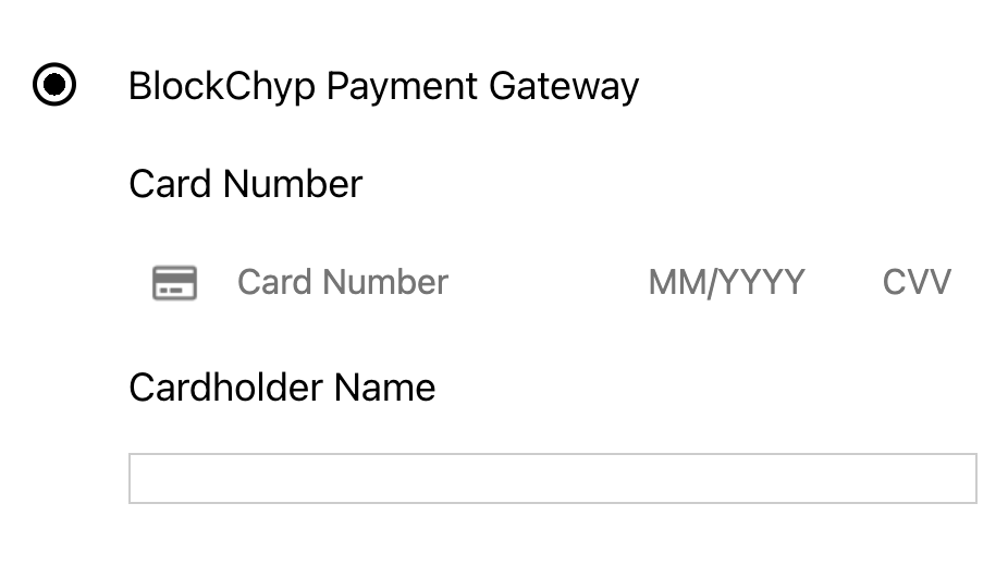 Example BlockChyp Credit Card entry form.
