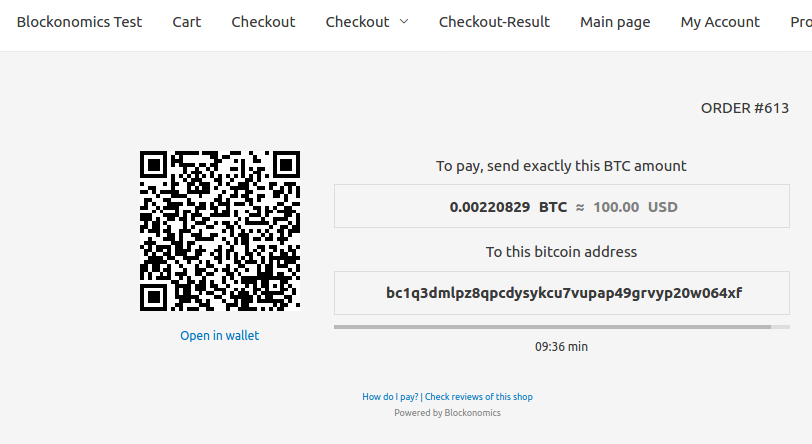 Payment screen