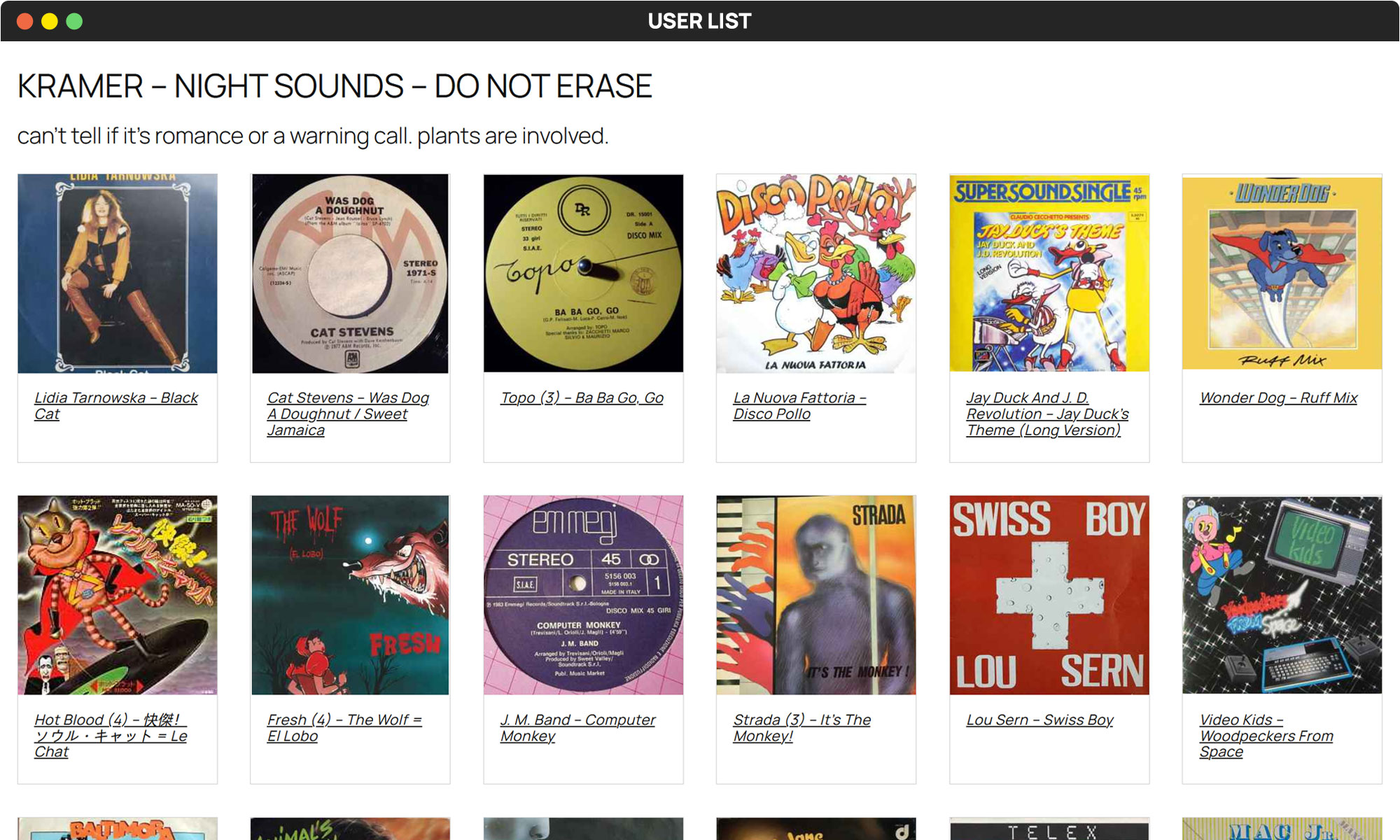 Display a grid or list of titles from a user’s custom list, with options for choosing which fields to display