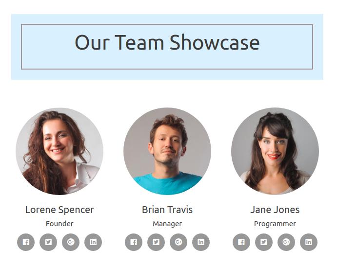 Our Team: Showcase your team members