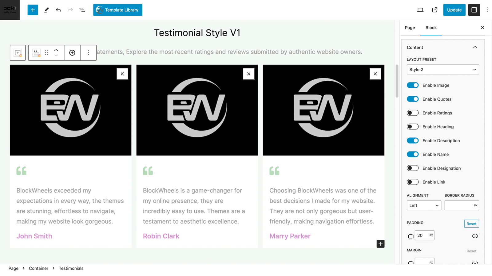 Testimonial WordPress Block