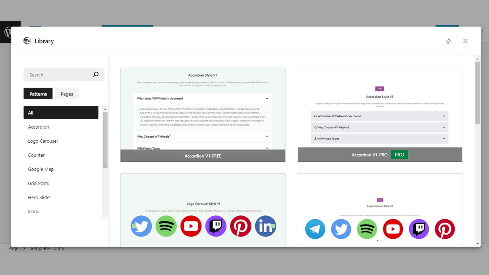 Pattern Library: Import Pre-built Layouts or Sections