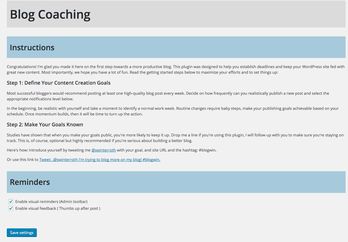 Main Config Page