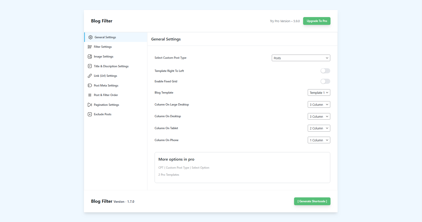 New Settings Page Layout